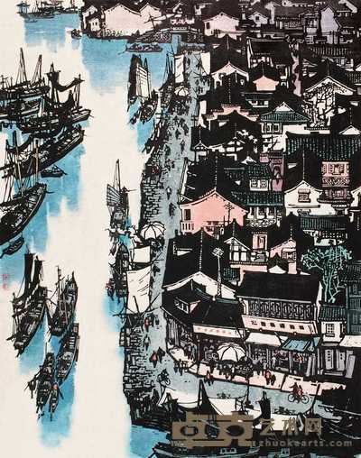 黄丕谟 太湖渔村 57.6×45.5cm